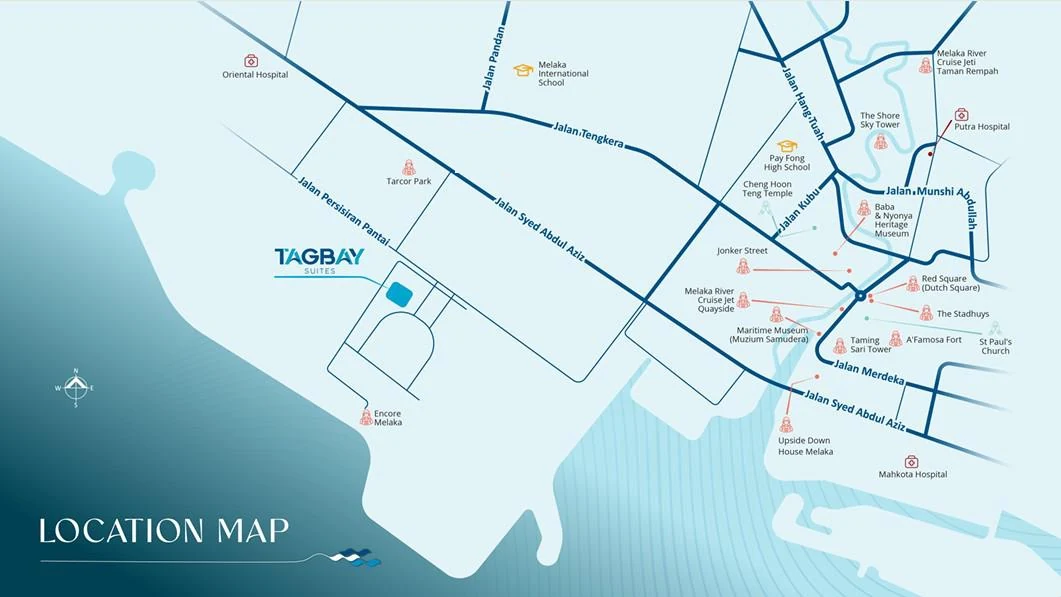 Location map of Tagbay Suites, Melaka